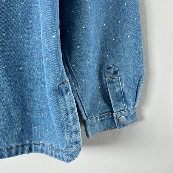 Stoosh Vintage Denim Studded Rhinestone Shacket NWT! Western jean jacket large - Picture 11 of 16